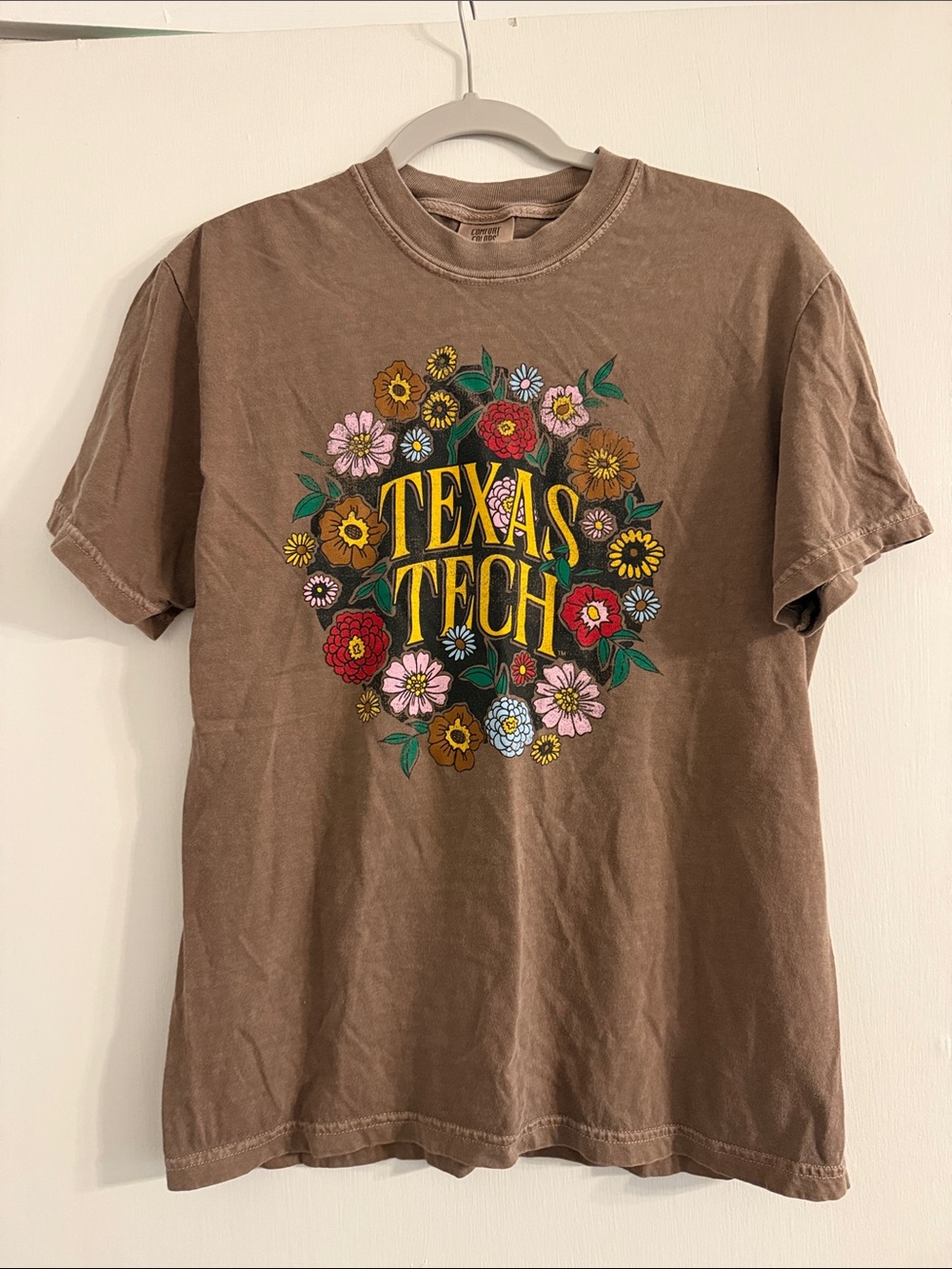 Comfort Colors Brown Texas Tech Floral Logo Tee